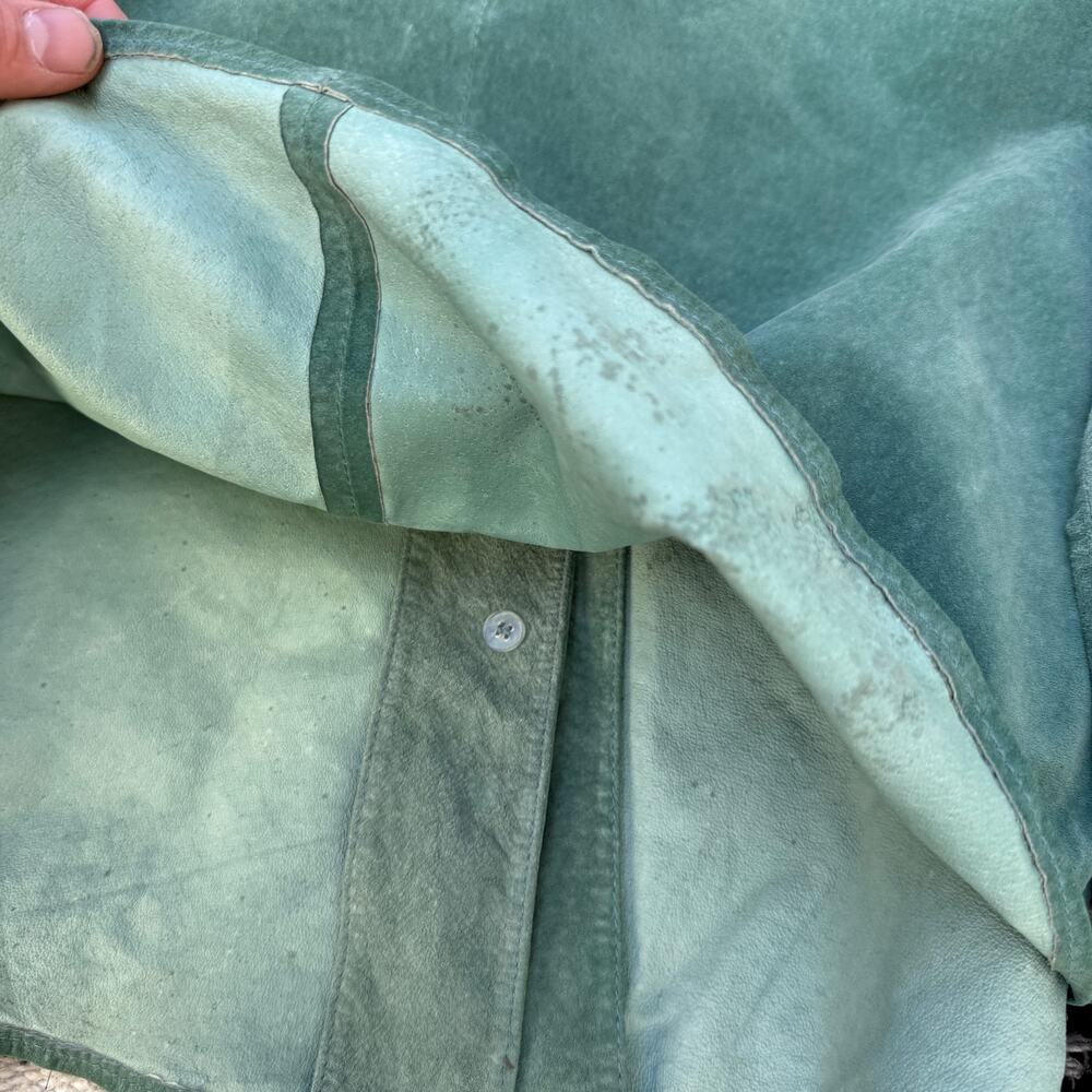 Women's Pendleton Mint Green Leather Suede Button… - image 7